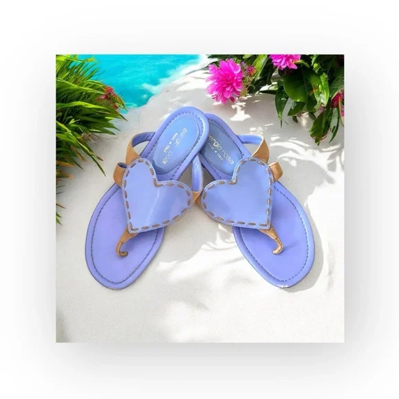 Sergio Rossi ❤︎︎ Heart Shaped Thong Leather Sandals ❤︎︎ Cornflower Blue ❤︎︎ 36 - Picture 15 of 16